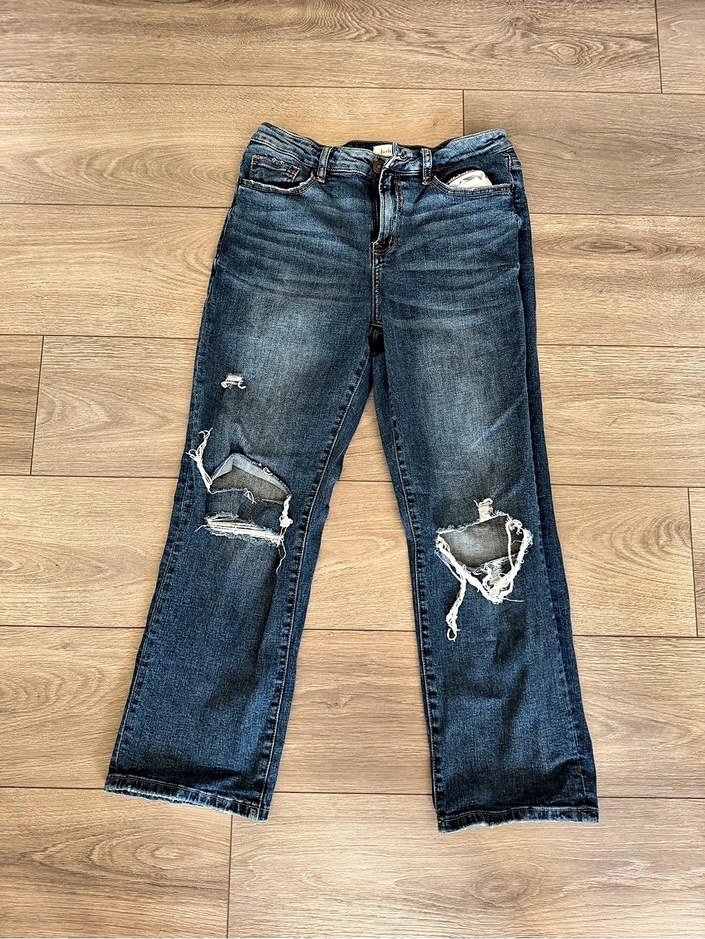 bohme Distressed Straight Leg Jeans Waist 28 Blue